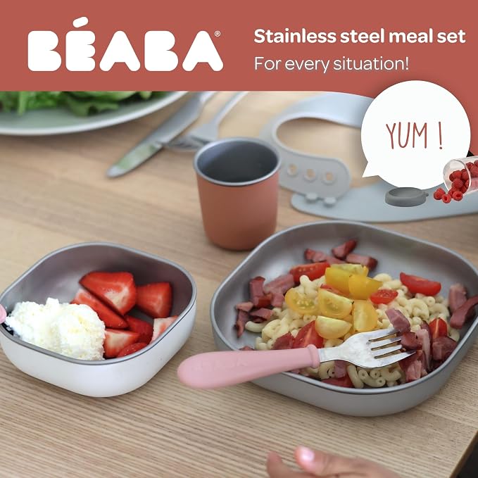 BEABA Stainless Steel Meal Set | Microwave and Oven Safe | Baby Plates Baby - Image 2