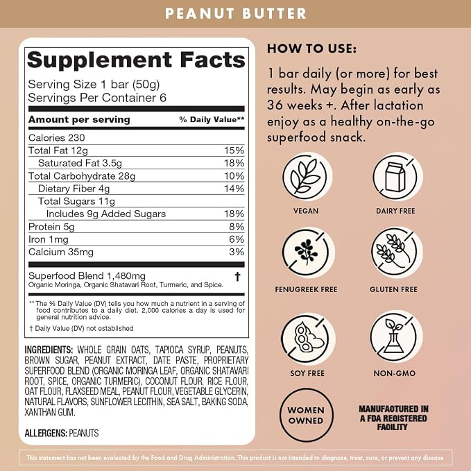 Boobie Bar Superfood Peanut Butter Lactation Bar - Image 2
