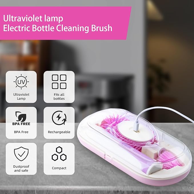 Electric Bottle Brush Set with Silicone Pacifier/Straw Brush and Mixing Head - Image 2