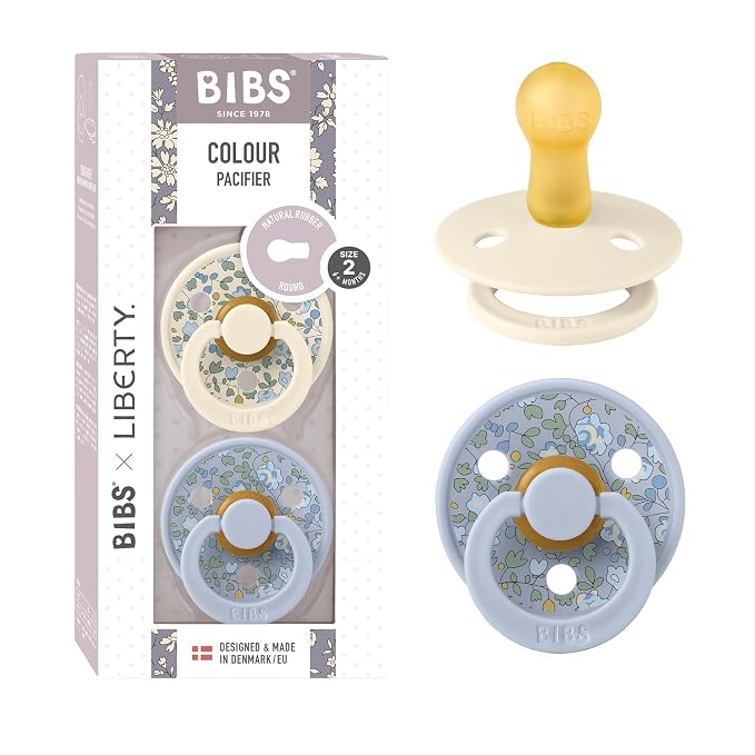 BIBS Colour Liberty Soother 2-Pack, BPA Free Dummy Pacifier, Round Nipple. by BIBS
