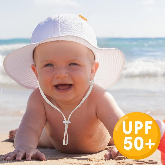 HONGTEYA Baby Sun Hat Toddler Girl Beach Hat Adjustable Outdoor Summer Hat UPF - Image 2