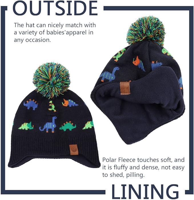 JANGANNSA Knitted Baby Hat Scarf Set Winter Warm Boys Girls Beanie Fleece - Image 2