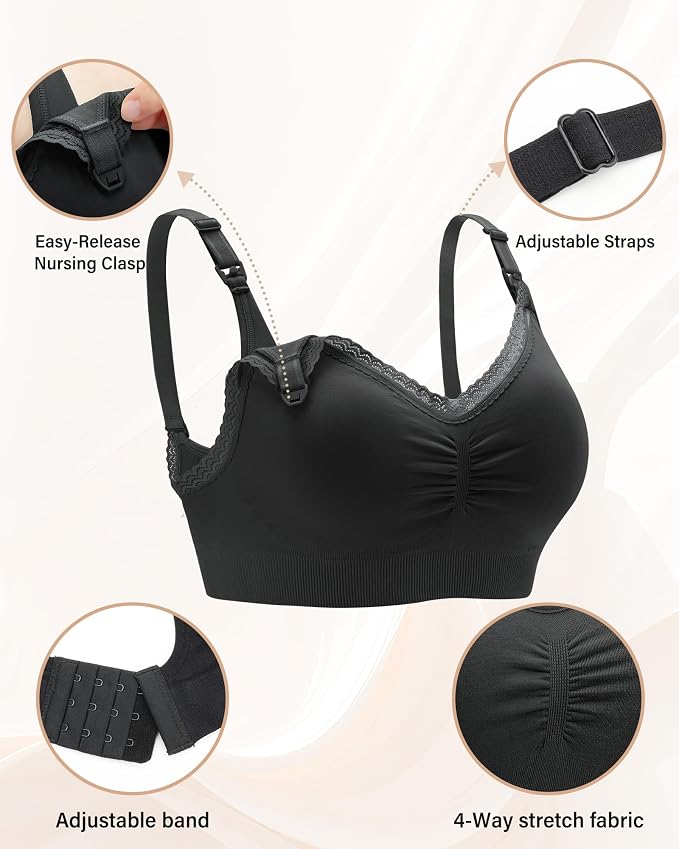Stelle Lace Nursing Bras for Breastfeeding Seamless Pregnancy Maternity - Image 5
