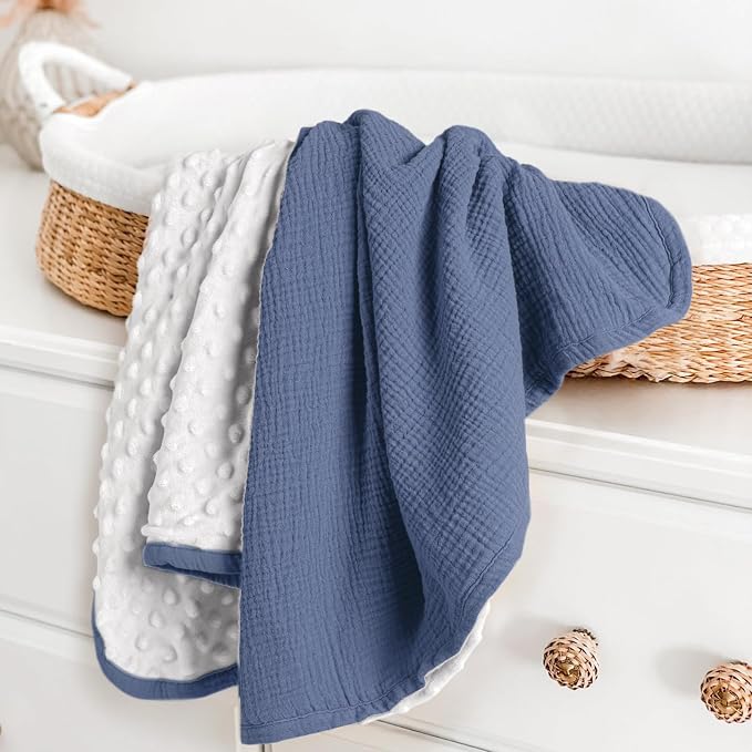 lulumoon Baby Blanket for Newborn Receiving: Minky Dot & Muslin Lightweight - Image 2
