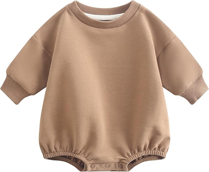 Bafeicao Baby Boy Girl Sweatshirt Romper Organic Cotton Solid Color Long Sleeve by Bafeicao