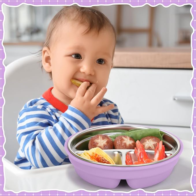 Nuogo 1 Pcs Stainless Steel Baby Suction Plates - Image 2