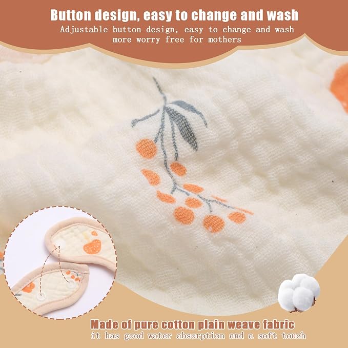 Muslin Baby Bibs, Pure cotton absorbent and breathable, suitable - Image 4