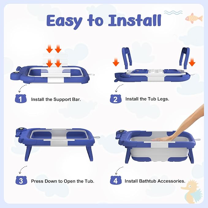 Collapsible Baby Bathtub for Newborn to Toddler, Portable Baby Bath Tub for - Image 5