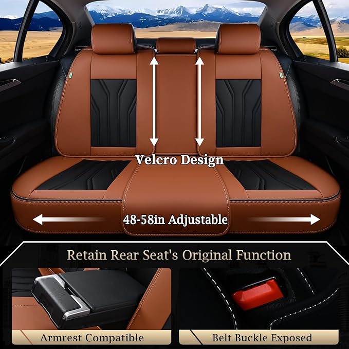 FLORICH Rear Seat Covers Leather Car Seat Covers Waterproof Back Seat Cover - Image 2
