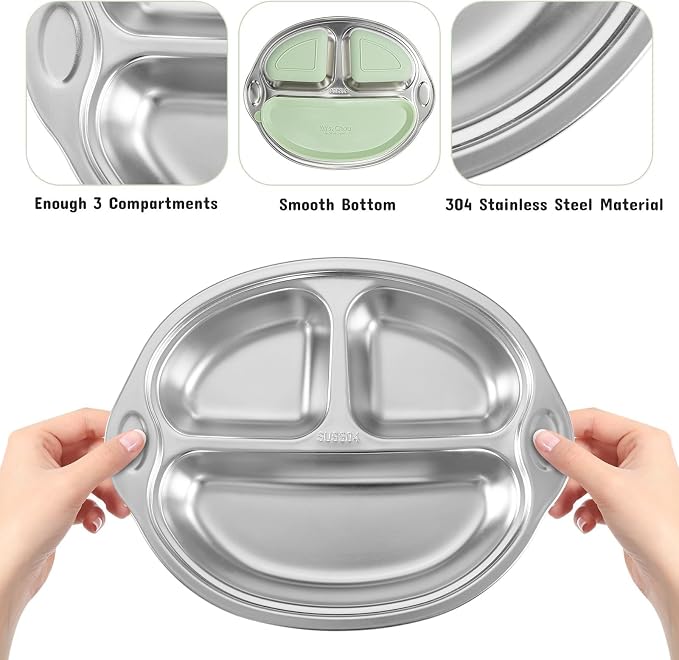 Stainless Steel Baby Suction Plates: Divided Plates - Image 5