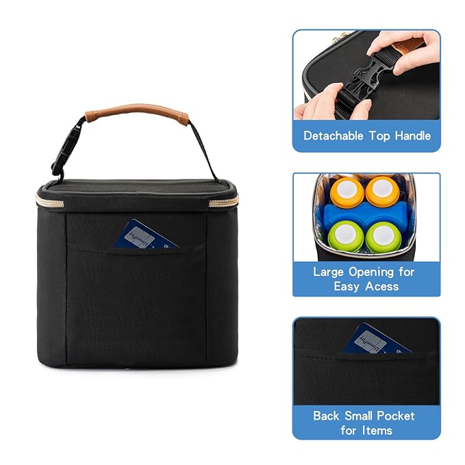 Insulated Bottle Bag with Ice Pack Fits 4 Large Baby Bottles Up to 5 Ounce - Image 4