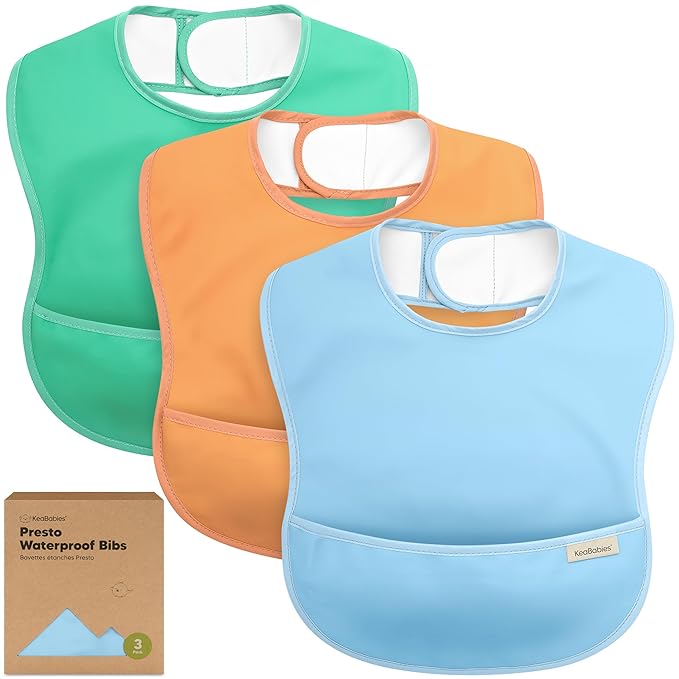 3-Pack Waterproof Baby Bibs for Eating by KeaBabies