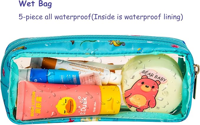TSA Approved 5-Piece Diaper Bag Organizer Pouch Set Clear Waterproof TPU Kids - Image 4