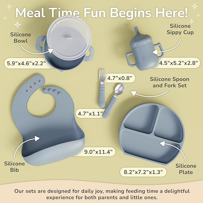 mimi & kiki BPA-Free Silicone Baby Feeding Set, Baby Plates and Bowls Set - Image 2