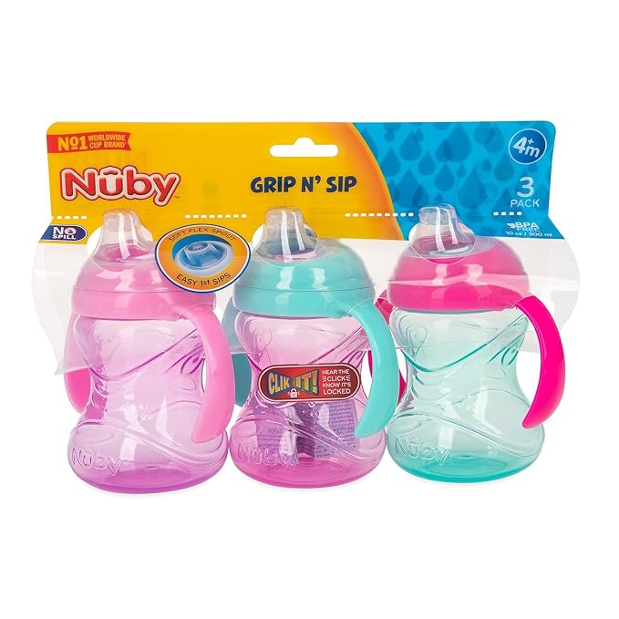 Nuby Clik-It Grip N' Sip Soft Spout No-Spill Training Sippy Cup - 10 oz - 4+ - Image 9