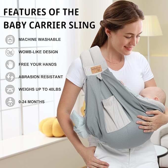 Baby Sling Carrier Newborn, Adjustable Easy Wearing Baby Nursing Warp Sling - Image 7