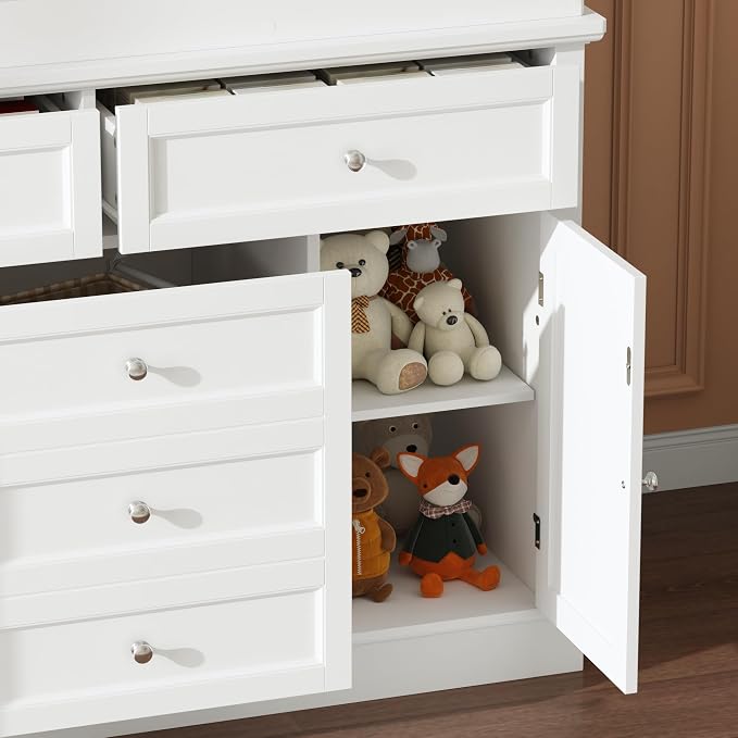 Nursery Dresser with Changing Table Top, Laundry Basket & Raised Guard - Image 5