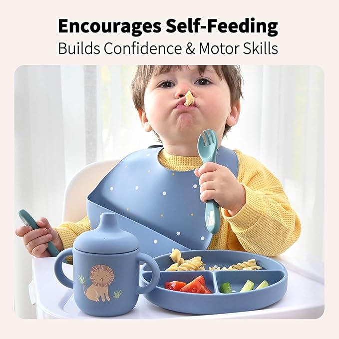 Little Rawr Baby Led Weaning Bundle, 100% Silicone Baby Feeding Set Includes - Image 3