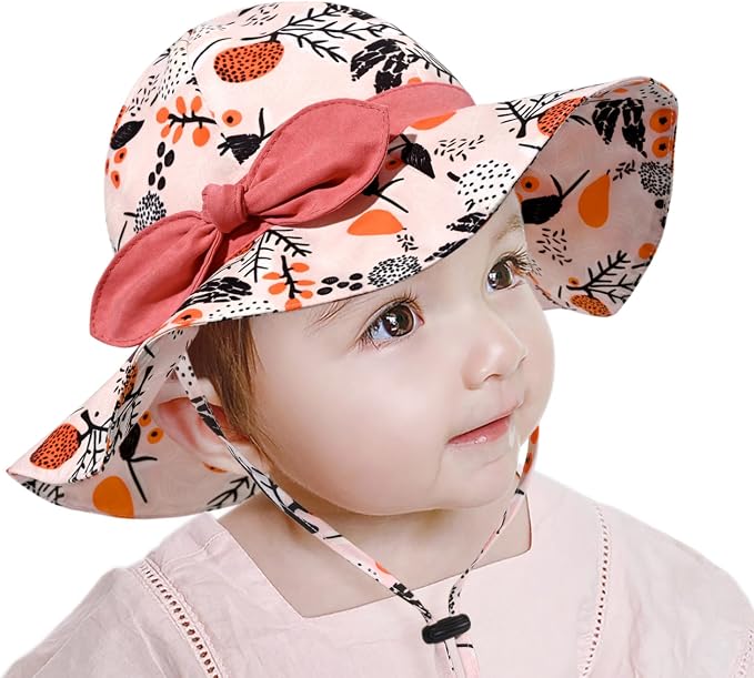 Baby Girl Sun Hat with UPF 50+ Outdoor Adjustable Beach Hat with Wide Brim - Image 2