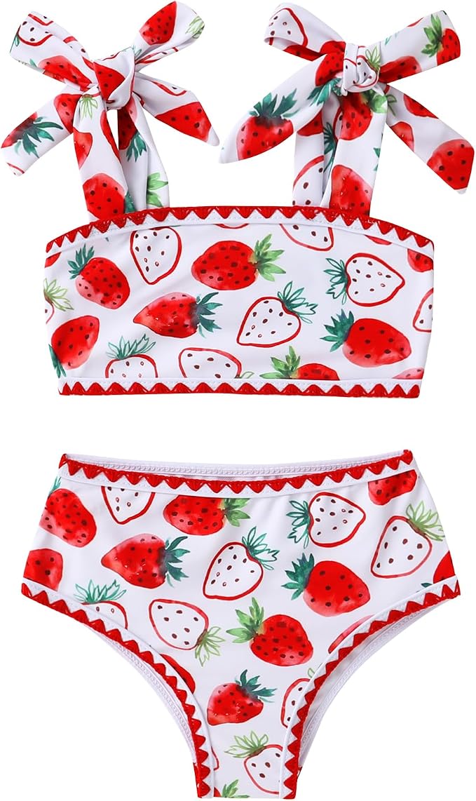 YOUNGER TREE Toddler Girls Two Pieces Swimsuit Color Block Stripe Swimwear by YOUNGERTREE