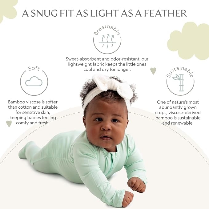 Bamboo Little Soft Baby Footie Pajamas, Baby Clothes, Newborn Sleepers - Image 3