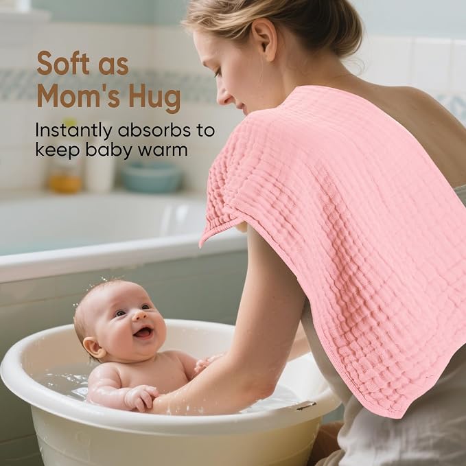 Muslin Hooded Baby Towels 100% Cotton ，Super Soft Muslin Baby Bath Towel - Image 2