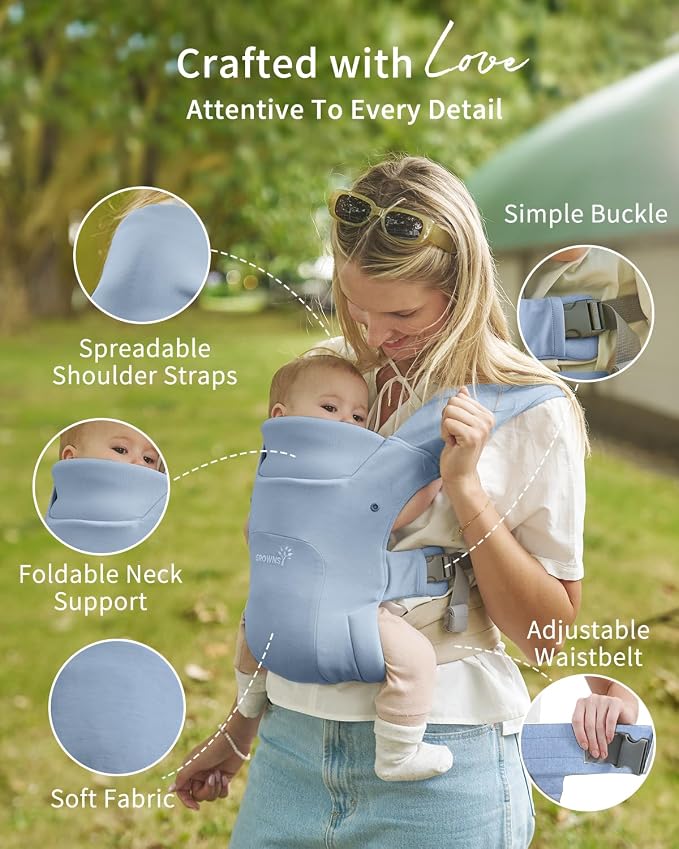 GROWNSY Baby Carrier Newborn to Toddler, Cozy Baby Wraps Carrier, Ergonomic - Image 4