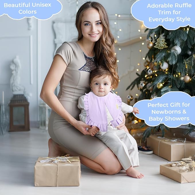 usakinon® 100% Organic Muslin Cotton Baby Bibs 2 Pack – Soft, Absorbent & Safe - Image 6