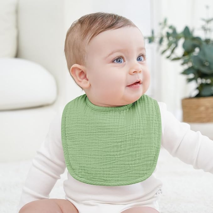 100% Cotton Muslin Baby Bibs 10-Pack Baby Drool Bibs - Image 4