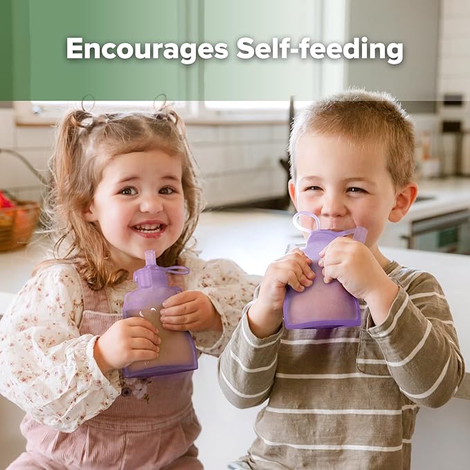 haakaa Baby Food Pouch Refillable Baby Squeeze Silicone Yummy Pouch, Soft - Image 3