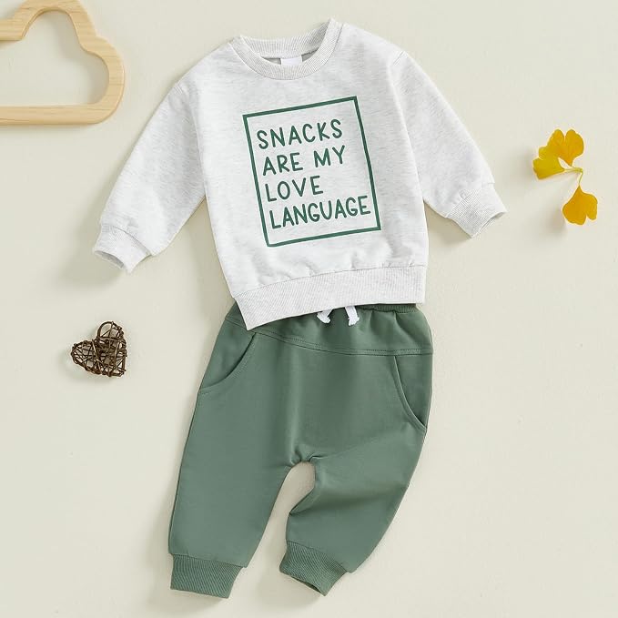 Toddler Baby Boy Fall Winter Outfit Long Sleeve Letter Print Sweatshirts and - Image 2