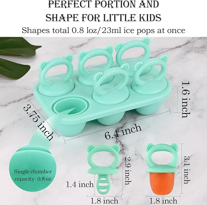 Sakolla Baby Popsicle Molds Mini 6-Cavity Silicone Ice Pop Mold - Image 3