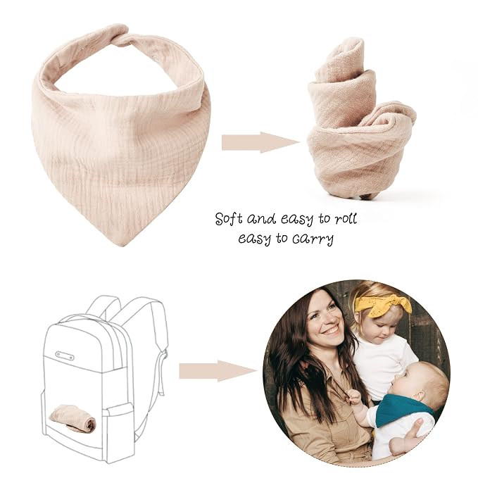 Konssy Muslin Baby Bibs 10 Pack Baby Bandana Drool Bibs 100% Cotton - Image 5
