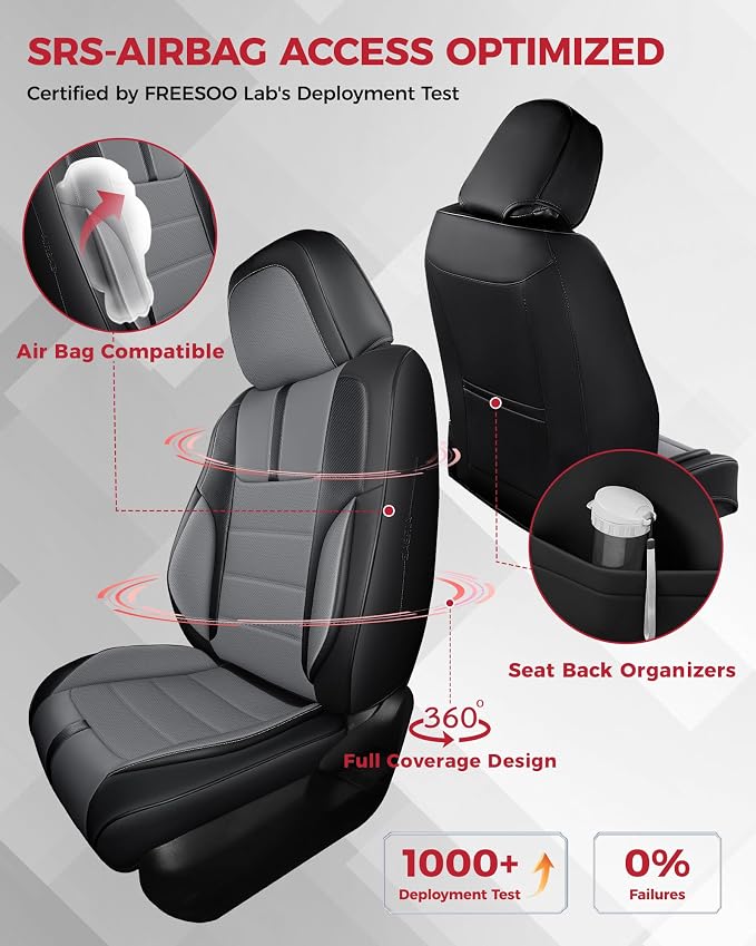FREESOO Black Gray Front Car Seat Covers - Image 3