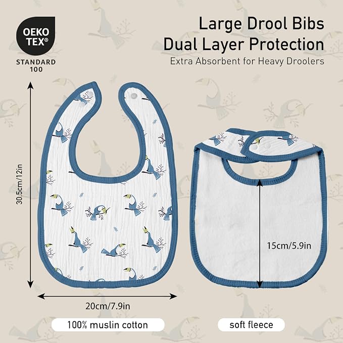 GLLQUEN BABY Muslin Drool Bibs for Boys Girls 8 Pack, Adjustable Baby Bibs for - Image 4