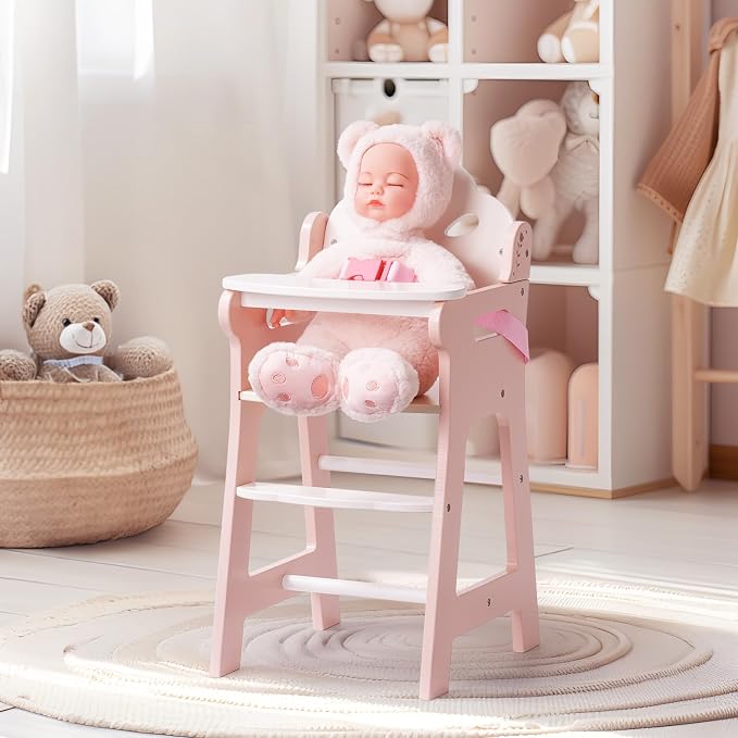 ROBOTIME High Chair for Pretend Play, Wooden Baby Doll Furniture - Image 9