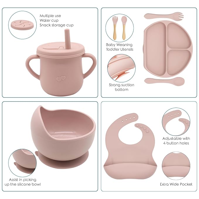 100% Silicone Baby Feeding Set, BPA Free Baby Dishes Set - Image 3