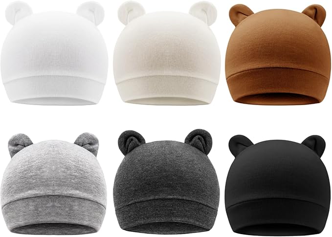 DRESHOW BQUBO 6 Pack Baby Hats for Boys Girls Unisex Baby Hat Soft Knit Cap by DRESHOW