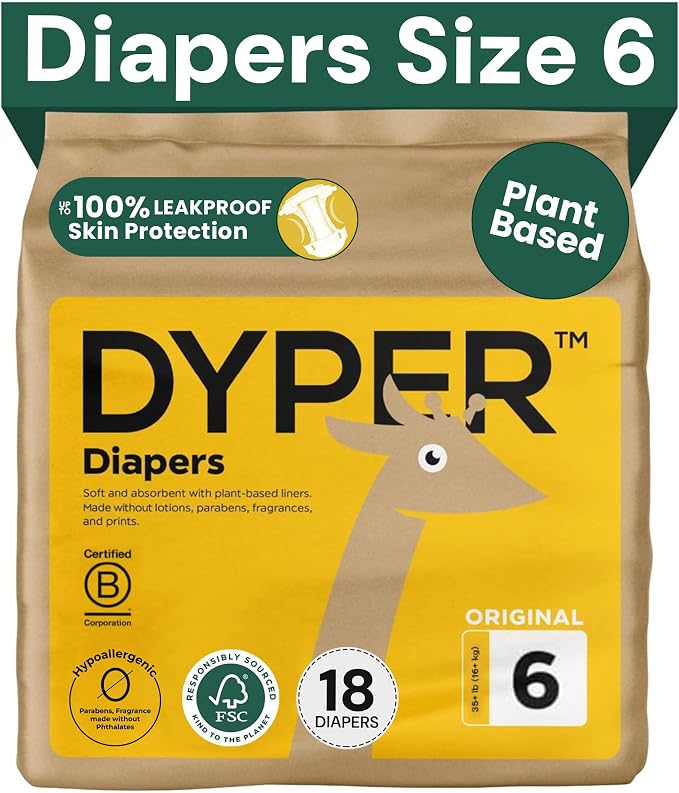 DYPER - Baby Diapers Size 6 - Plant Based Disposable Diapers by DYPER