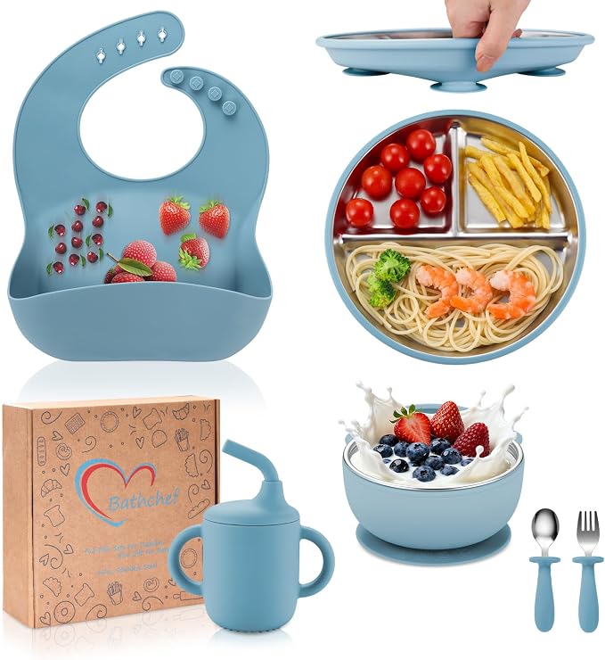 Toddler Plates and Bowls Set Stainless Steel by Unknown