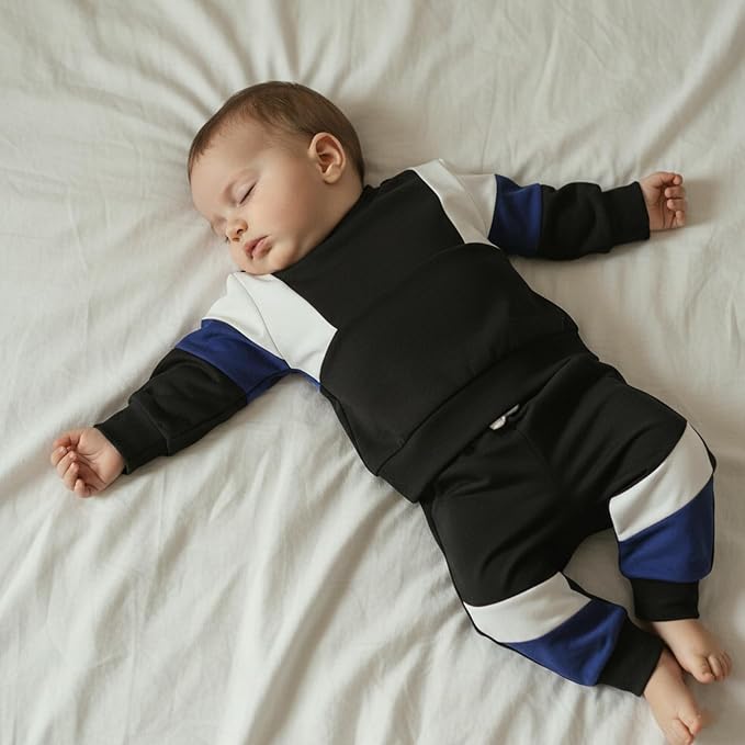 Kupretty Toddler Baby Boy Fall Winter Clothes Color Block Long Sleeve - Image 2