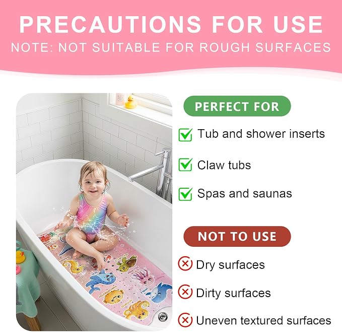 XIYUNTE Baby Bath Mat for Tub Non Slip Kids Bath Mat - Image 6