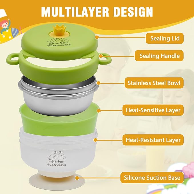 Baby Bowl with Suction, Premium Food Grade 304 Stainless Steel, Thermo-Color - Image 4