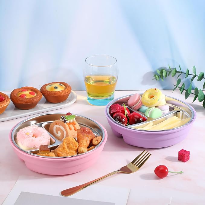 Nuogo 2 Pcs Stainless Steel Baby Suction Plates - Image 6