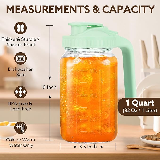 Breast Milk Pitcher, 32 OZ Mason Jar Pitcher - Image 4