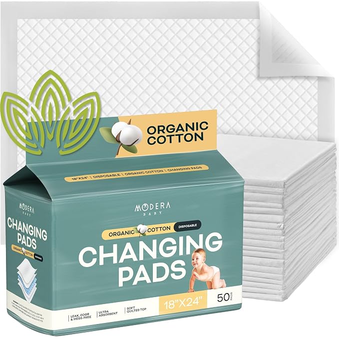 Organic Cotton Disposable Changing Pad Liners | Large 18x24 Hypoallergenic by Modera