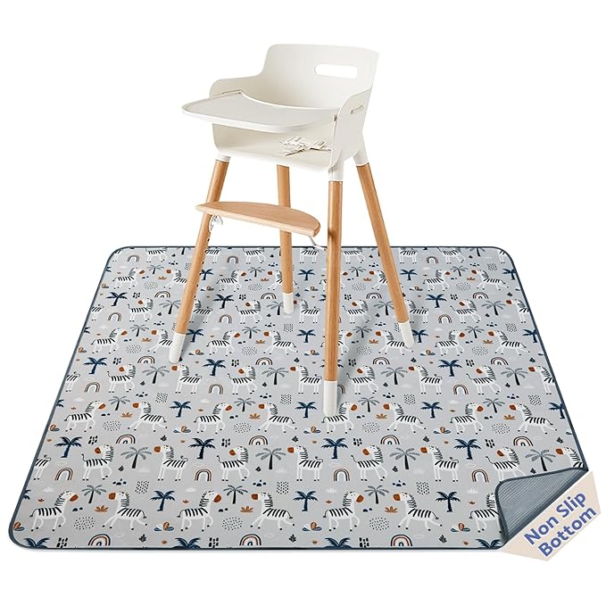 Blissful Diary Baby Splat Mat for Under High Chair, 50.4 x 50.4 Inch Wipeable - Image 8