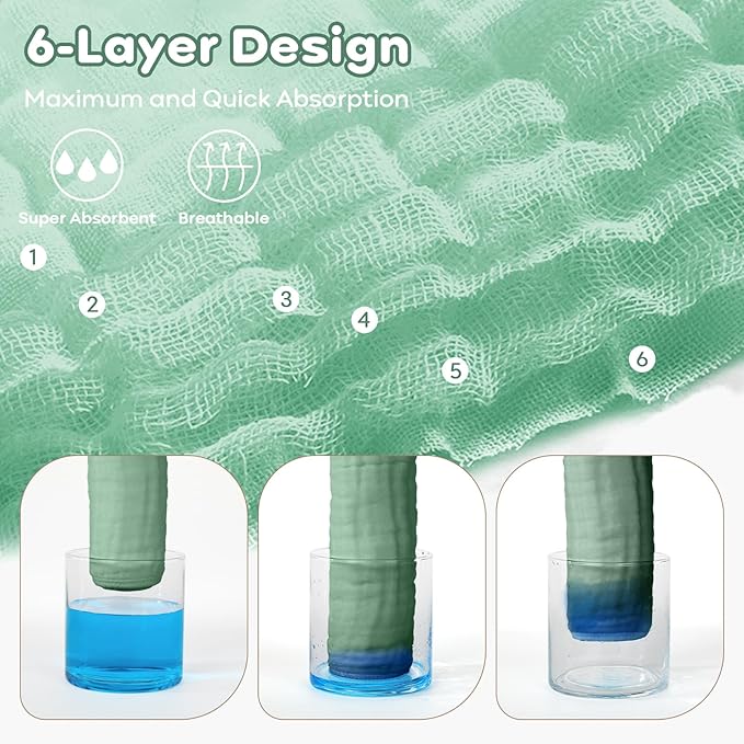 Yoofoss Muslin Baby Washcloths 100% Organic Cotton Face Towels 6 Pack Wash - Image 5