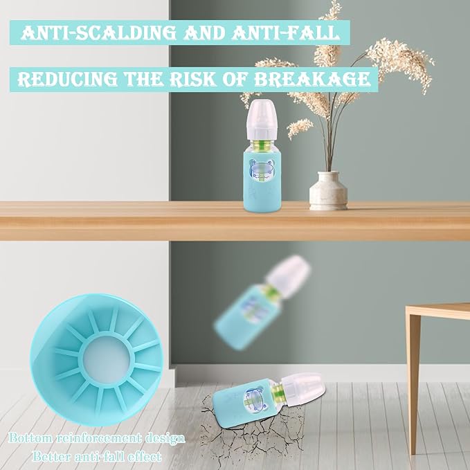 4 Pack Silicone Sleeves for Dr Brown's Glass Baby Bottles, Anti Breakage Baby - Image 4