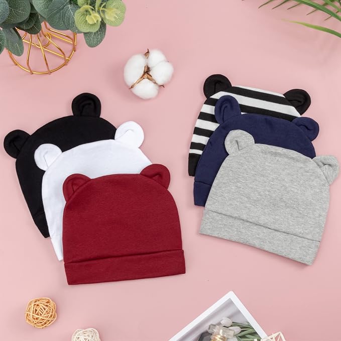 DRESHOW BQUBO 6 Pack Baby Hats for Boys Girls Unisex Baby Hat Soft Knit Cap - Image 6